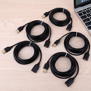USB Extension Cable, Besgoods [5Pack] 10 ft Extra Long Type A Male to Female USB 2.0 Extender Cord USB A Charging & Data Transfer for Keyboard, Mouse, Printer, Flash Drive, Hard Drive, Phone - Black