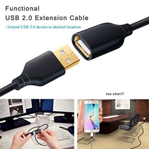 USB Extension Cable, Besgoods [5Pack] 10 ft Extra Long Type A Male to Female USB 2.0 Extender Cord USB A Charging & Data Transfer for Keyboard, Mouse, Printer, Flash Drive, Hard Drive, Phone - Black