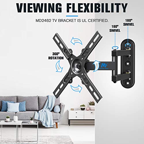 Mounting Dream Monitor Wall Mount for Most 17-39 Inch (Some up to 42 inch)，UL Listed TV Mount TV Bracket with Articulating Arms Tilt Swivel Extension Rotation, Up to VESA 200x200mm and 33 lbs, MD2462