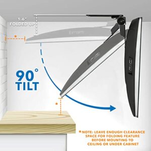 Mount-It! MI-LCDCM Kitchen Under Cabinet Mount TV Ceiling Mount Folding Bracket, 90 Degree Tilt, Fold Down, Swivel for 13 to 23 inch LCD, TV, LED, Monitor, Flat Screens up to VESA 100x100