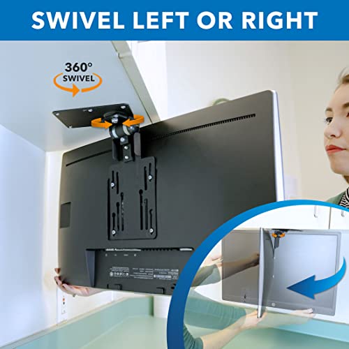 Mount-It! MI-LCDCM Kitchen Under Cabinet Mount TV Ceiling Mount Folding Bracket, 90 Degree Tilt, Fold Down, Swivel for 13 to 23 inch LCD, TV, LED, Monitor, Flat Screens up to VESA 100x100