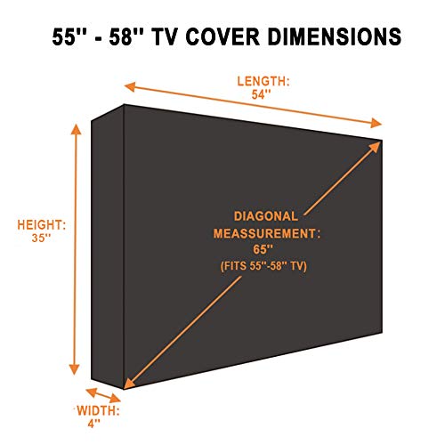 Szblnsm Outdoor TV Cover 55" - 58" - with Bottom Cover - 600D Water-Resistant and Dust-Resistant Material- Fits Your TV Better