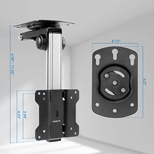 Mount-It! Under Cabinet TV Mount | Folding Ceiling Television Mount Bracket with 90 Degree Retractable Arm | Swivel and Fold Down Compatible with VESA 100x100 mm