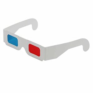 50 Pairs - Flat- 3D Glasses Red and Cyan White Frame Anaglyph Cardboard (Set of 50)