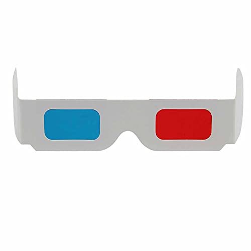 50 Pairs - Flat- 3D Glasses Red and Cyan White Frame Anaglyph Cardboard (Set of 50)