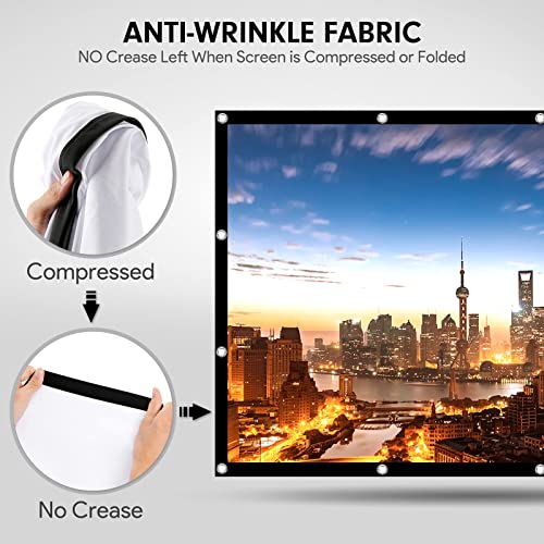 Projector Screen 120 inch, Osoeri 4K 16:9 HD Rear Front Projector Screen Anti-Crease Foldable Projection Screen Double-Sided Portable Outdoor Indoor Projector Screen for Movie Home Theater Yard Travel