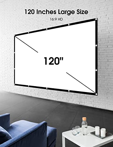 Projector Screen 120 inch, Osoeri 4K 16:9 HD Rear Front Projector Screen Anti-Crease Foldable Projection Screen Double-Sided Portable Outdoor Indoor Projector Screen for Movie Home Theater Yard Travel