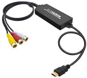 tackston rca to hdmi converter, 1080p rca composite av to hdmi video converter cable compatible with wii nes n64 ps2 xbox 360 sega genesis vhs vcr dvd players to modern tv