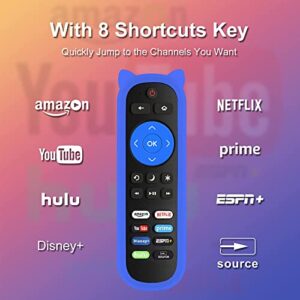 Replacement Remote for Roku Players and Roku TVs, for Roku Box, Roku 1 2 3 4, Roku Express/+, Roku Premiere/+, Roku Ultra and TCL Hisense Onn Element Sharp Roku TV with Blue Glow Case and Battery