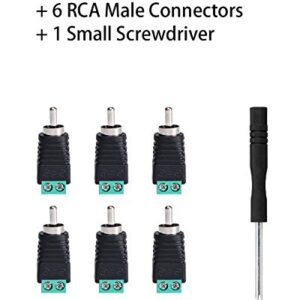 ALEKOR Phono RCA Male Plug to AV Screw Terminal Audio Video Connector Speaker Wire to RCA Adapter (Pack of 6)