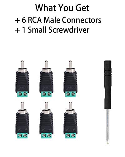 ALEKOR Phono RCA Male Plug to AV Screw Terminal Audio Video Connector Speaker Wire to RCA Adapter (Pack of 6)