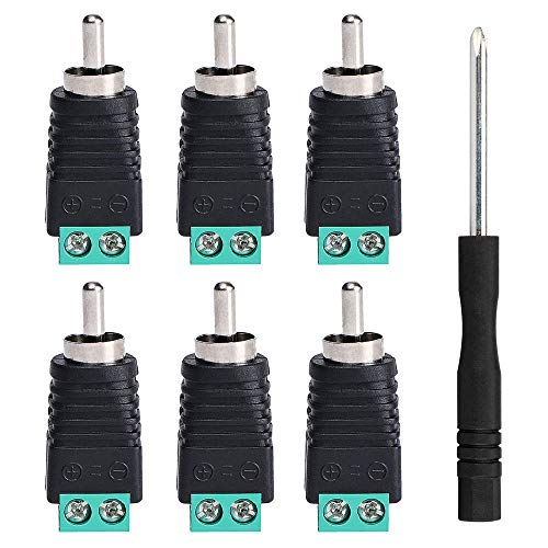 ALEKOR Phono RCA Male Plug to AV Screw Terminal Audio Video Connector Speaker Wire to RCA Adapter (Pack of 6)