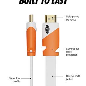 Ultra Clarity Cables Flat HDMI Cable 25ft - High Speed Hdmi Cord - Supports Ethernet 4K 3D 2160p - HDMI Latest Standard - CL3 Rated - 25 Feet