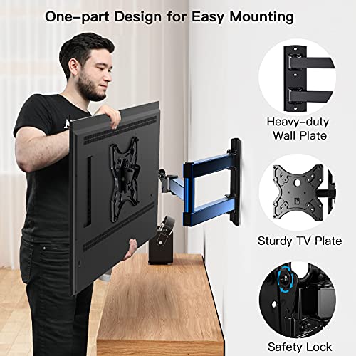 Full Motion TV Wall Mount Bracket Swivel Heavy Duty Articulating Arms Tilt for 13-42” LED LCD Flat Curved TV Screen Monitor TVs, VESA Up to 200x200mm, Weight Capacity Up to 77lbs