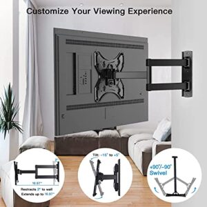 Full Motion TV Wall Mount Bracket Swivel Heavy Duty Articulating Arms Tilt for 13-42” LED LCD Flat Curved TV Screen Monitor TVs, VESA Up to 200x200mm, Weight Capacity Up to 77lbs