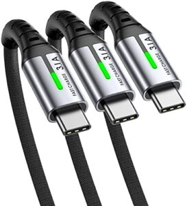 iniu usb c cable, [3 pack 1.6/6.6/6.6ft ] 3.1a qc3.0 type c charger fast charging, durable nylon usbc charger cables for samsung galaxy s22 s21 s20 s10 plus note 10 lg google pixel oneplus moto, etc