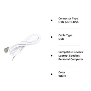 TenCloud DC 2.0mm Jack Charger Port 100CM USB Charge Replacement Power Cable Compatible with Beats Solo HD505 Headphones NOT for Dr. Dre Powerbeats3 (White)