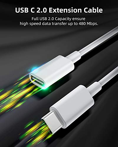 USB C Extension Cable for Mag-safe Charger PS5 Controller Charging, Conmdex 9V 3A USB Type C Female to Male Extender Cord for Mag-safe Charger iPhone 13/12, HomePod and More White (3.3Ft/1m)