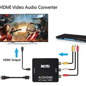 GOXMGO RCA to HDMI Converter,Mini Composite AV to HDMI Video Adapter Box for Smart TV/VCR/DVD/VHS Player/Roku/PS2 Game Console/N64/Wii,with USB Power Cable,Supporting PAL/NTSC