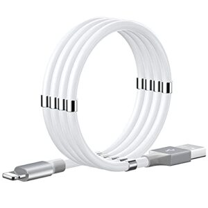 kuazuagill magnetic phone charging cable, coil charging cable, magnetic absorption nano data cord, retractable and charger cable(white-3ft)