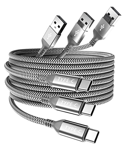 Elebase USB Type C Charger Cable 3Pack 1.5/3.3/6.6FT,Charging Power Cord for Samsung Galaxy Note 8 9 10 20 S10 S9 S8 S10E 10E Plus S21 S22 S23 21 22 Ultra,Tab S7 S6 A7 Lite,A14 A52 A53,Z Flip Fold 3 4