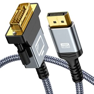 displayport to dvi cable 6ft, capshi dvi to displayport adapter male to male,gold-plated dvi to dp cable -nylon braided dvi cables compatible with lenovo, dell, hp, monitor, and other brand