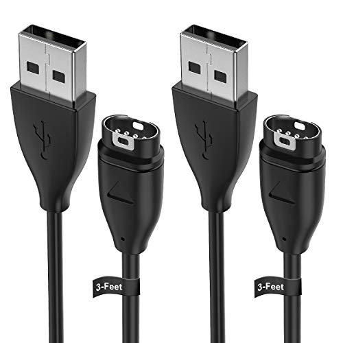 Ancable 2-Pack Charger Cable Compatible with Garmin Watch, 3-Feet USB Charger Cable Data Transfer for Garmin Fenix 5 5X 5X Plus 5 Plus 5S 5S Plus 6X 6 6S, etc Charging Cord