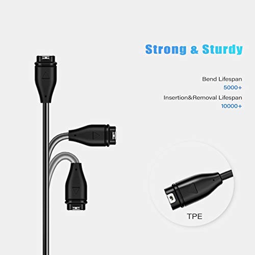 Ancable 2-Pack Charger Cable Compatible with Garmin Watch, 3-Feet USB Charger Cable Data Transfer for Garmin Fenix 5 5X 5X Plus 5 Plus 5S 5S Plus 6X 6 6S, etc Charging Cord