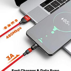 Fast Charging Magnetic Charging Cable(5Pack-1.6ft/3.3ft/6.6ft/6.6ft/6.6ft), AUFU Magnetic Charger Cable USB C Magnetic Fast Charger 3A Fast Charging Data Transfer Magnetic Cable for Micro USB Type C