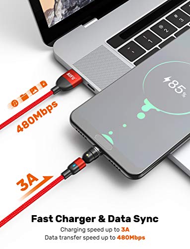 Fast Charging Magnetic Charging Cable(5Pack-1.6ft/3.3ft/6.6ft/6.6ft/6.6ft), AUFU Magnetic Charger Cable USB C Magnetic Fast Charger 3A Fast Charging Data Transfer Magnetic Cable for Micro USB Type C