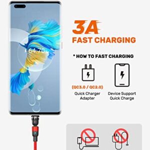 Fast Charging Magnetic Charging Cable(5Pack-1.6ft/3.3ft/6.6ft/6.6ft/6.6ft), AUFU Magnetic Charger Cable USB C Magnetic Fast Charger 3A Fast Charging Data Transfer Magnetic Cable for Micro USB Type C