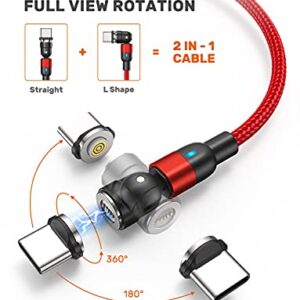 Fast Charging Magnetic Charging Cable(5Pack-1.6ft/3.3ft/6.6ft/6.6ft/6.6ft), AUFU Magnetic Charger Cable USB C Magnetic Fast Charger 3A Fast Charging Data Transfer Magnetic Cable for Micro USB Type C