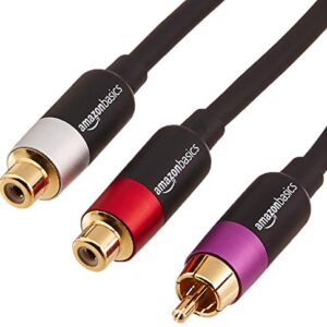 Amazon Basics 1-Male to 2-Female RCA Y-Adapter Splitter Cable - 12-Inches