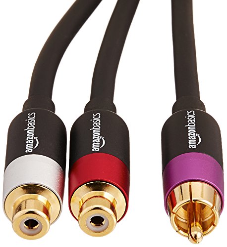 Amazon Basics 1-Male to 2-Female RCA Y-Adapter Splitter Cable - 12-Inches