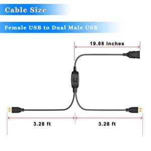 Herfair USB Splitter - 1 in 2 Out USB Splitter Y Cable Printer Cable Splitter, One Female to Two Male USB Cable Printer Splitter for Two Computers, USB 2.0 Share Cable for All USB Peripherals