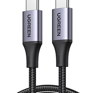 UGREEN 240W USB C Cable PD3.1 Downward Compatible with 140W 100W Fast Charging Compatible with MacBook Pro 2022, iPad Pro 2022, Elitebook, Dell XPS, Galaxy S23/S22/Z Fold, Pixel, Switch, etc. 6.6FT