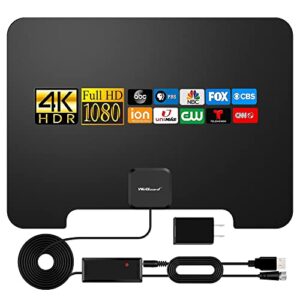 2023 newest hd tv antenna up 180 miles range-indoor antenna support 4k 1080p all older tv’s & smart tv, digital antenna with amplifer signal booster-18 ft premium coaxial cable