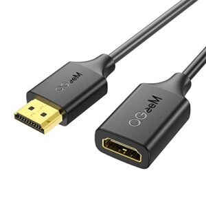 qgeem hdmi extension cable 3ft, 4k hdmi 2.0 extender male to female cable,supports 3d, full hd,2160p,compatible with roku fire stick,for laptop,ps4,hdtv,monitor,projector,hdmi port extender