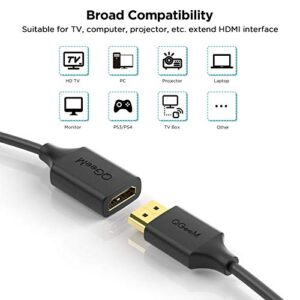 QGeeM HDMI Extension Cable 3FT, 4K HDMI 2.0 Extender Male to Female Cable,Supports 3D, Full HD,2160p,Compatible with Roku Fire Stick,for Laptop,PS4,HDTV,Monitor,Projector,HDMI Port Extender