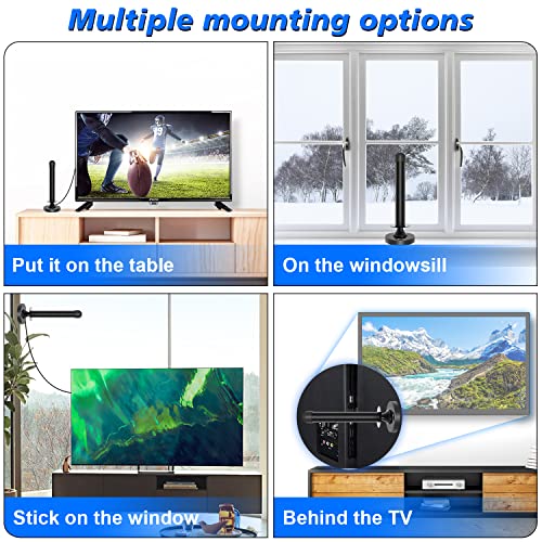 TV Antenna for Smart TV Without Cable, Indoor Digital TV Antenna Long Range with Signal Booster 4K fire Stick max Free for All 4K 1080P HDTV Local Channels Support All TV with 10ft Coax Cable