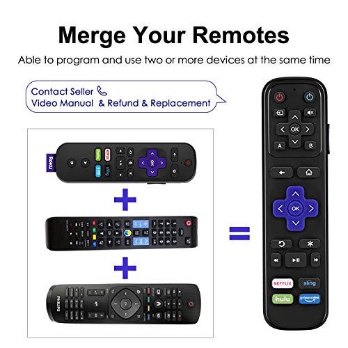 SofaBatn R2 Universal IR Remote Replacement for Roku Streaming Player with 13 Extra Learning Buttons to Control TV Soundbar All in One (for Roku 1 2 3 4 Premier+ Express+ Ultra, NOT for Roku Stick)