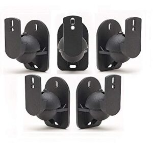 techsol 5 Pack of Black Speaker Wall Mount Brackets for Bose, Sony, Panasonic, Samsung and More