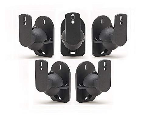 techsol 5 Pack of Black Speaker Wall Mount Brackets for Bose, Sony, Panasonic, Samsung and More