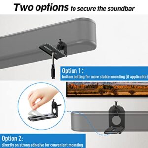 MOUNTUP Universal Soundbar Wall Mount with Patented Design, Level Adjustable After Installation Sound Bar Bracket for Most of Soundbars Max 20 lbs Anti-Drop Soundbar Wall Shelf, Black