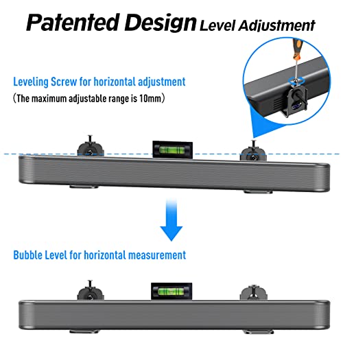 MOUNTUP Universal Soundbar Wall Mount with Patented Design, Level Adjustable After Installation Sound Bar Bracket for Most of Soundbars Max 20 lbs Anti-Drop Soundbar Wall Shelf, Black