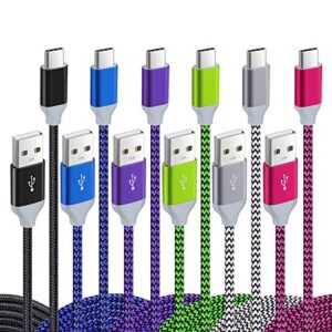 pofesun usb c cable 10ft, 6 pack 10ft usb-c cable fast charging charge type c charger nylon braided cord compatible for samsung galaxy note 8 9 10 s8 s9 s10 plus s10e, g5 g6 v20 v30