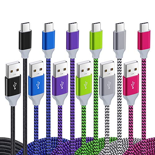 Pofesun USB C Cable 10Ft, 6 Pack 10ft USB-C Cable Fast Charging Charge Type C Charger Nylon Braided Cord Compatible for Samsung Galaxy Note 8 9 10 S8 S9 S10 Plus S10e, G5 G6 V20 V30