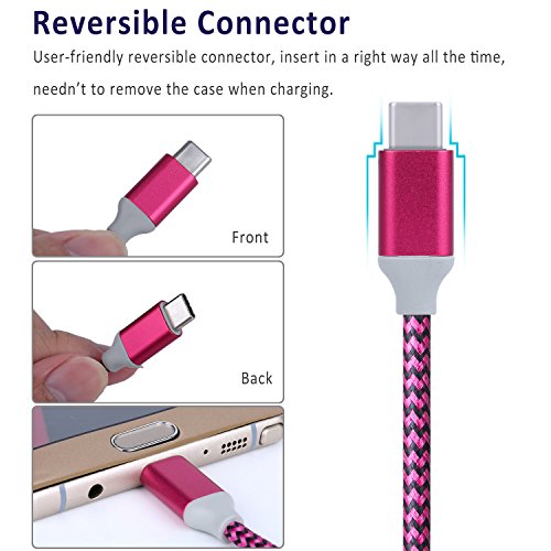Pofesun USB C Cable 10Ft, 6 Pack 10ft USB-C Cable Fast Charging Charge Type C Charger Nylon Braided Cord Compatible for Samsung Galaxy Note 8 9 10 S8 S9 S10 Plus S10e, G5 G6 V20 V30