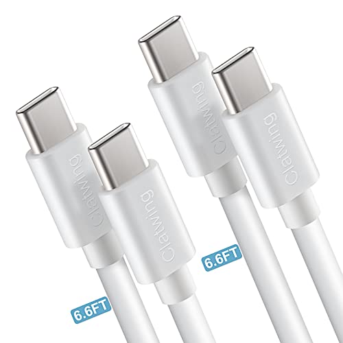 Clatwing USB C to USB C Cable [6.6ft 60W 2Pack] Enhanced Version Type-C Charger Fast Charging Cable Compatible with MacBook Pro,iPad Mini 6,iPad Air 4,Samsung Galaxy S21,Pixel,Switch,PD USB C Charger