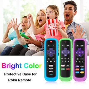 3Pack Case for Roku Remote, Cover for Hisense/TCL Roku TV Steaming Stick/Express Universal Replacement Controller Silicone Sleeve Skin Glow in The Dark Green Sky Purple